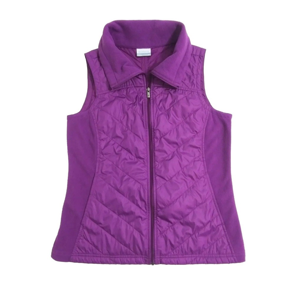 Columbia Women's Medium Mix it Around Quilted Fleece Zip Vest Jacket Purple